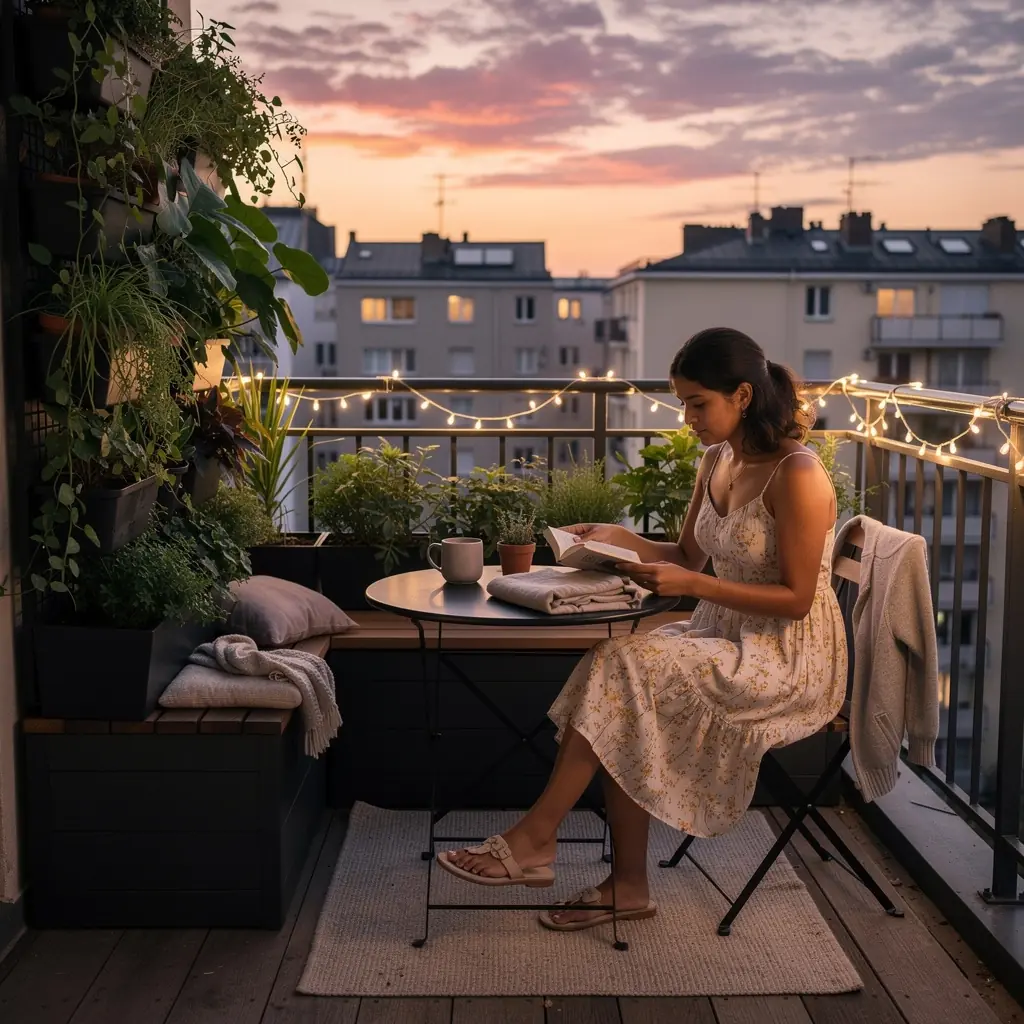 Рабочий уголок в маленькой квартире с компактным столом и хорошим освещением.